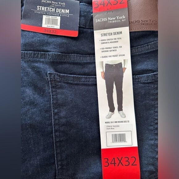 NWTs Jachs New York Stretch Denim Jeans in Deep Rinse 34x32 - Picture 3 of 3